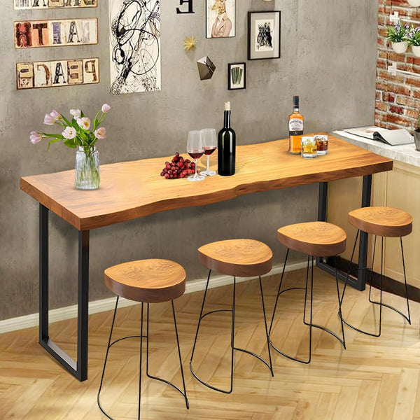 55" Solid Wood Industrial Bar Table – Counter Height Pub Table