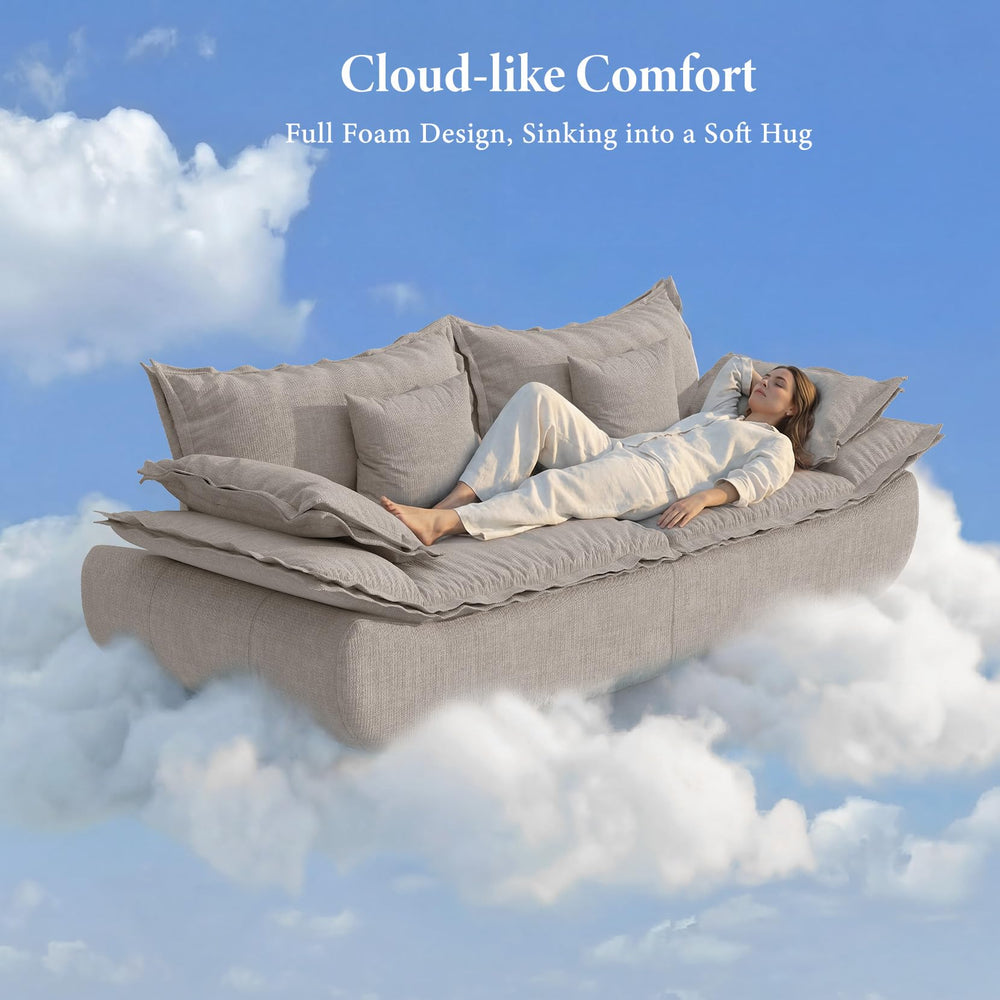 86.6" Cloud Couch Sailboat Sofa – 3-Seater, Deep Seat, Chenille, Light Grey