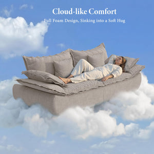 86.6" Cloud Couch Sailboat Sofa – 3-Seater, Deep Seat, Chenille, Light Grey