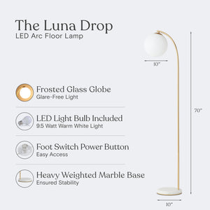 Modern LED Floor Lamp with Frosted Glass Globe