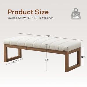 52.7" Upholstered Bedroom Bench – Boucle Fabric, Solid Wood Frame, Multi-Use
