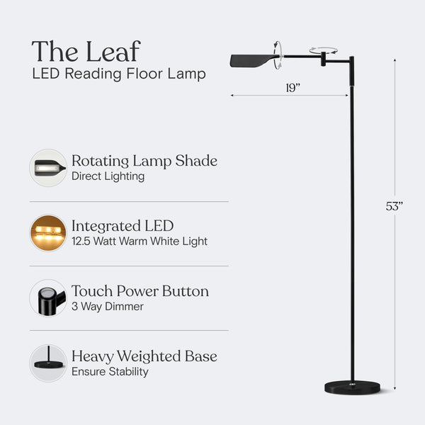 Dimmable LED Pharmacy Floor Lamp with Adjustable Swing Arm