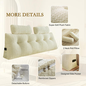 Wedge Backrest Pillow with Neck Roll Pillows – King, Full & Twin