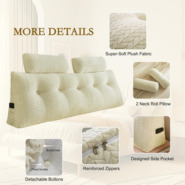 Wedge Backrest Pillow with Neck Roll Pillows – King, Full & Twin