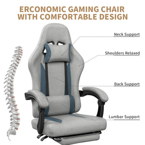 Breathable Fabric Gaming Chair with Footrest