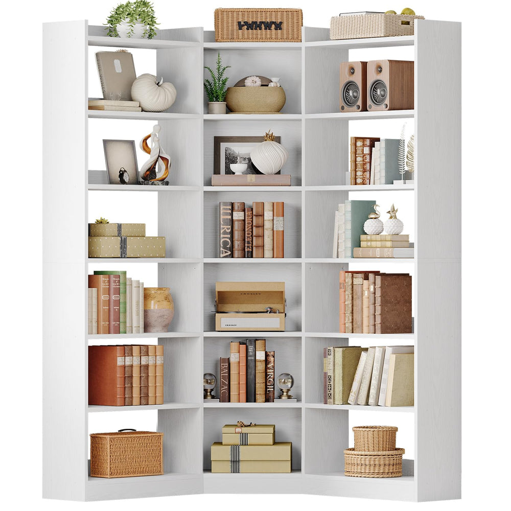 7-Tier Corner Bookshelf with Storage
