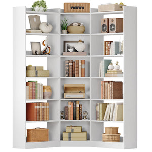 7-Tier Corner Bookshelf with Storage