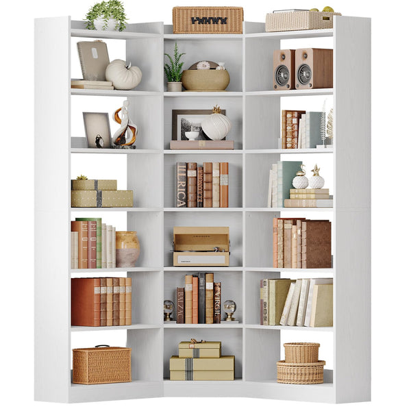 7-Tier Corner Bookshelf with Storage