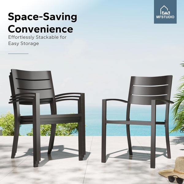 Stackable Metal Outdoor Patio Dining Chairs