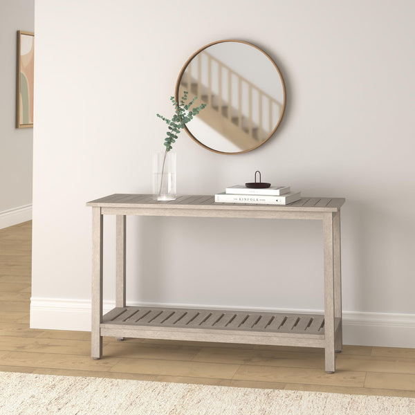 2-Shelf Eucalyptus Wood Console Table Indoor Outdoor