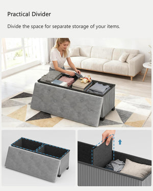 Foldable Velvet Storage Ottoman Bench