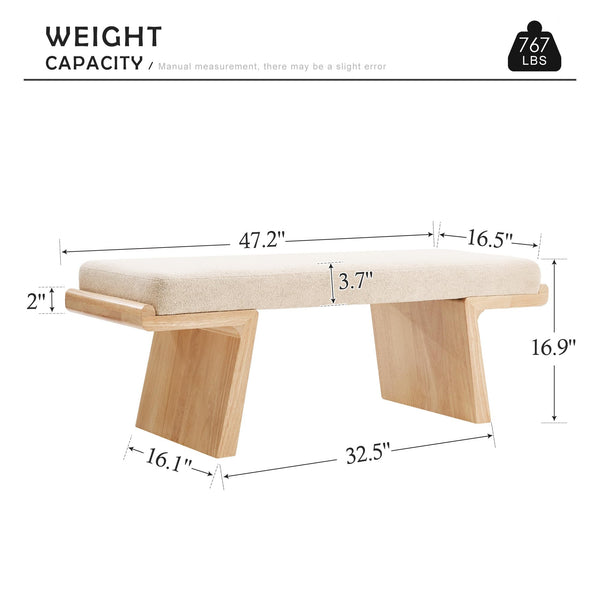 47.2" Upholstered Bedroom Bench with Wood Frame