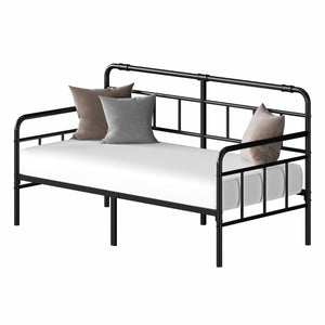 Metal Twin Daybed Frame with Modern Headboard and Steel Slats