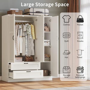 Armoire Wardrobe Closet with Mirror & Drawers