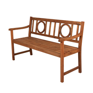 Acacia Wood Outdoor Garden Bench, 3-Seat Circle-Back, 51.2"