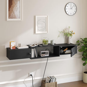 55" Floating TV Stand with Power Outlets and Cabinet Doors