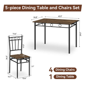 5-Piece Dining Table Set with 4 Chairs