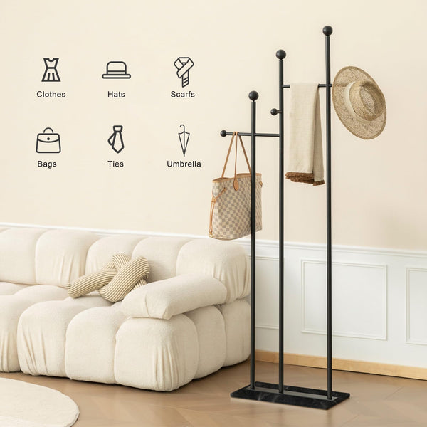 Freestanding Coat Rack with Marble Base