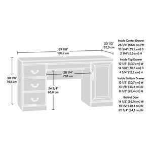 Computer Credenza Desk with Storage Drawers & Keyboard Tray