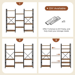 Industrial Ladder Bookshelf with Adjustable Shelves
