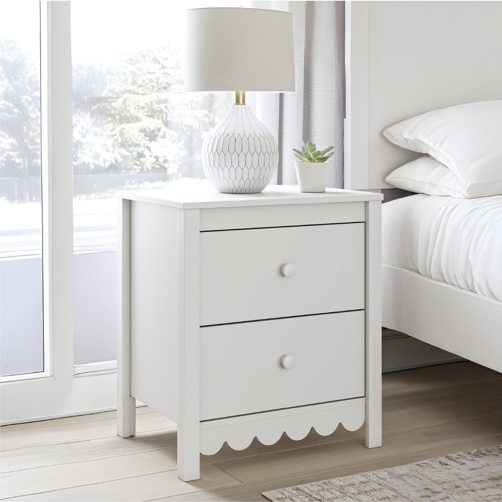 2-Drawer Nightstand with Scallop Design – Matte Finish