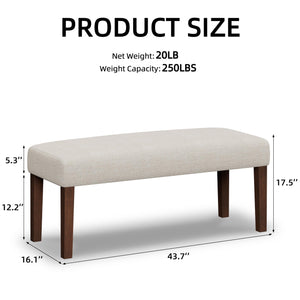 Upholstered Bedroom Bench with Wood Legs