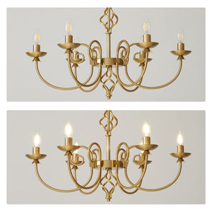 6-Light Gold Candle Chandelier – Rustic Farmhouse Pendant Light