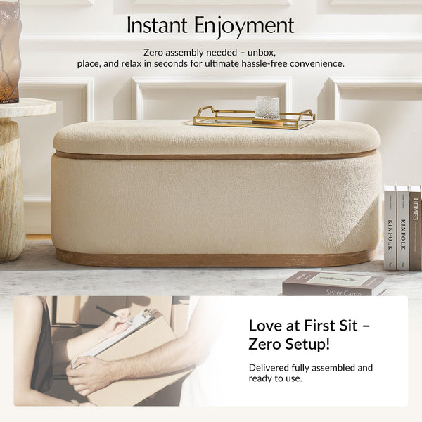 Modern Chenille Upholstered Storage Bench