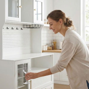 71-Inch Coffee Bar Cabinet with Wine Rack & RGB LED Light