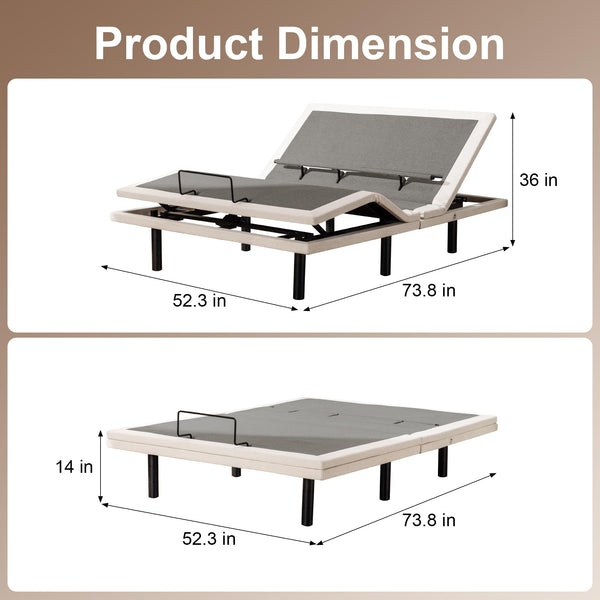 Adjustable Bed Frame with Massage, Zero Gravity & Lumbar Support
