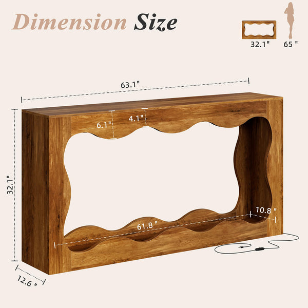 Farmhouse Console Table with LED Light