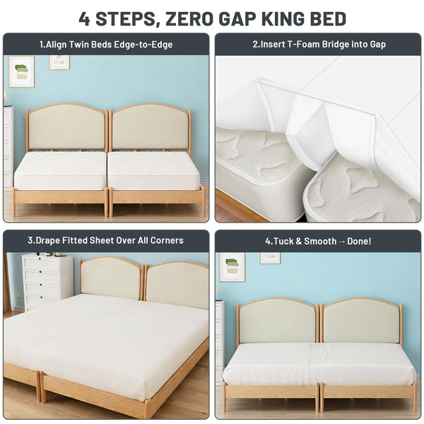 3-in-1 Bed Bridge Kit | Twin XL to King Converter with Split King Gap Filler