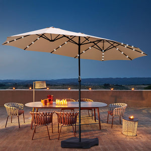 15ft Solar LED Patio Umbrella with Base