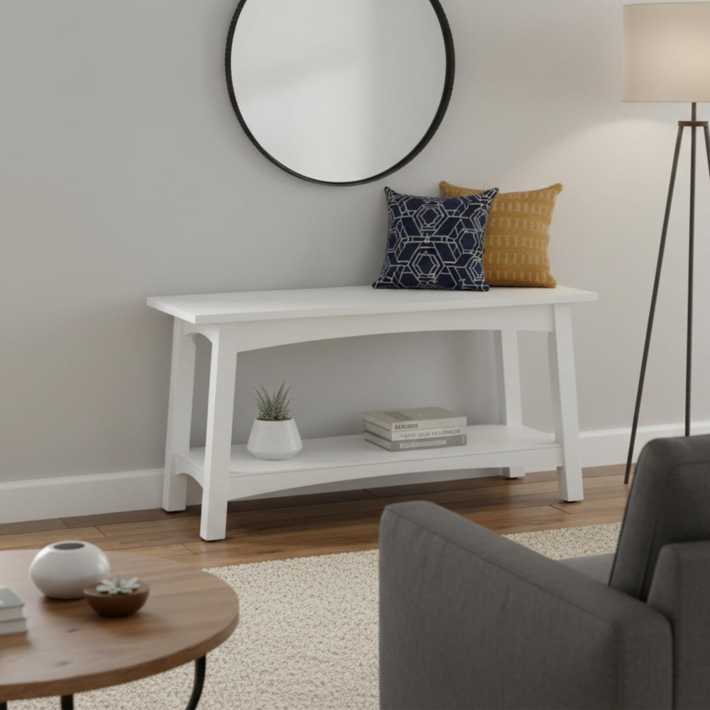 Solid Wood Entryway Bench with Storage Shelf
