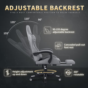 High Back Gaming Chair with Footrest & Lumbar Support