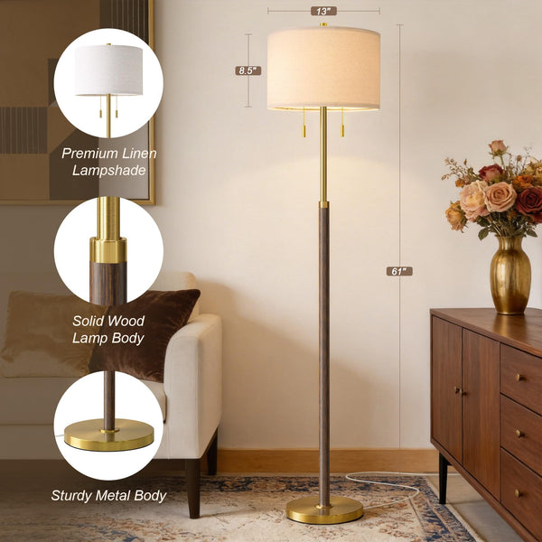 Mid-Century Modern Floor Lamp with 2 Lights