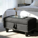 Linen Storage Ottoman Bench with Rivet Detail