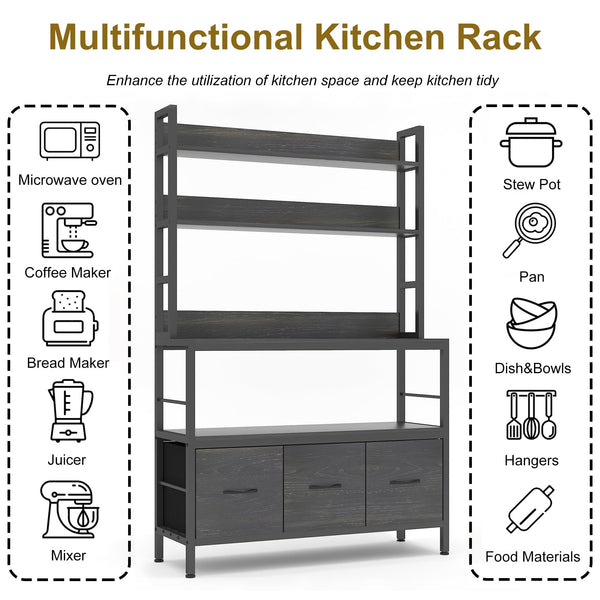 5-Tier Kitchen Baker's Rack with Storage Baskets