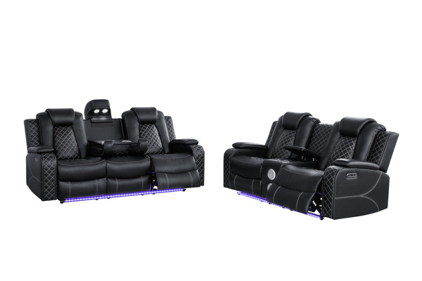 3-Piece Power Recliner Sofa Set with LED & Bluetooth