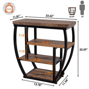4-Tier Industrial End Table with Storage Shelves