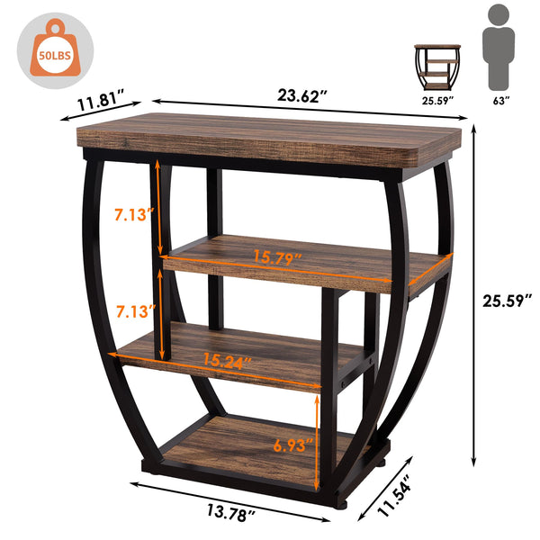 4-Tier Industrial End Table with Storage Shelves