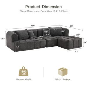 L-Shaped Modular Sectional Sofa with Chaise