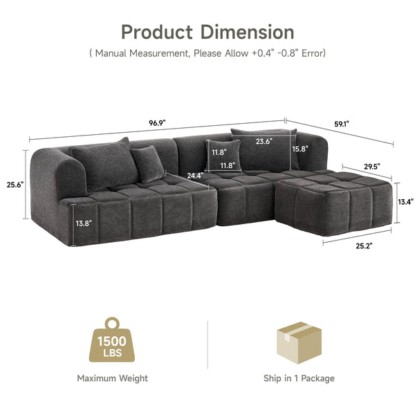 L-Shaped Modular Sectional Sofa with Chaise