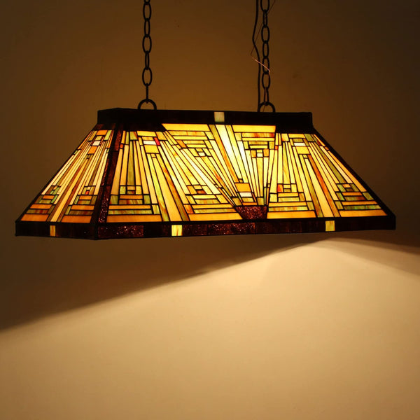Tiffany Style Pool Table Pendant Light – 3-Light 28" Wide