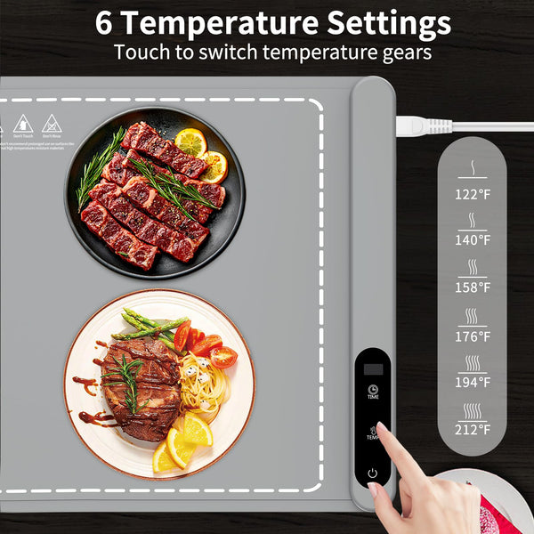 Extra Large Electric Food Warming Mat with 6 Temperature Settings