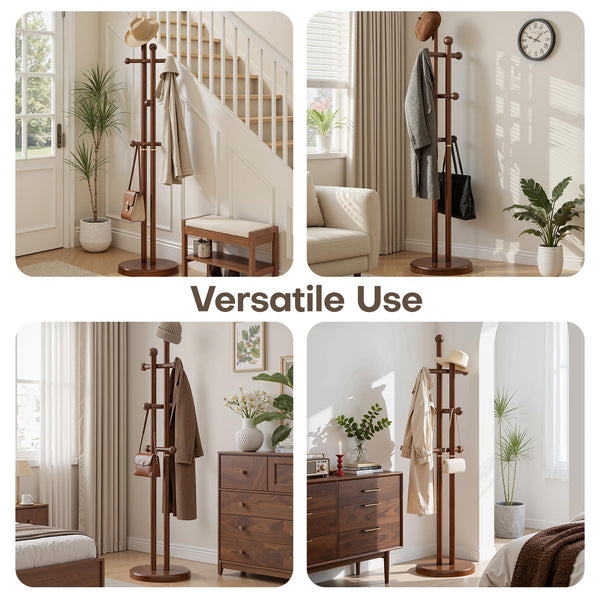 Freestanding Wooden Coat Rack Tree