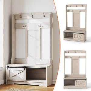 Hall Tree with Bench, Coat Hooks & Shoe Storage