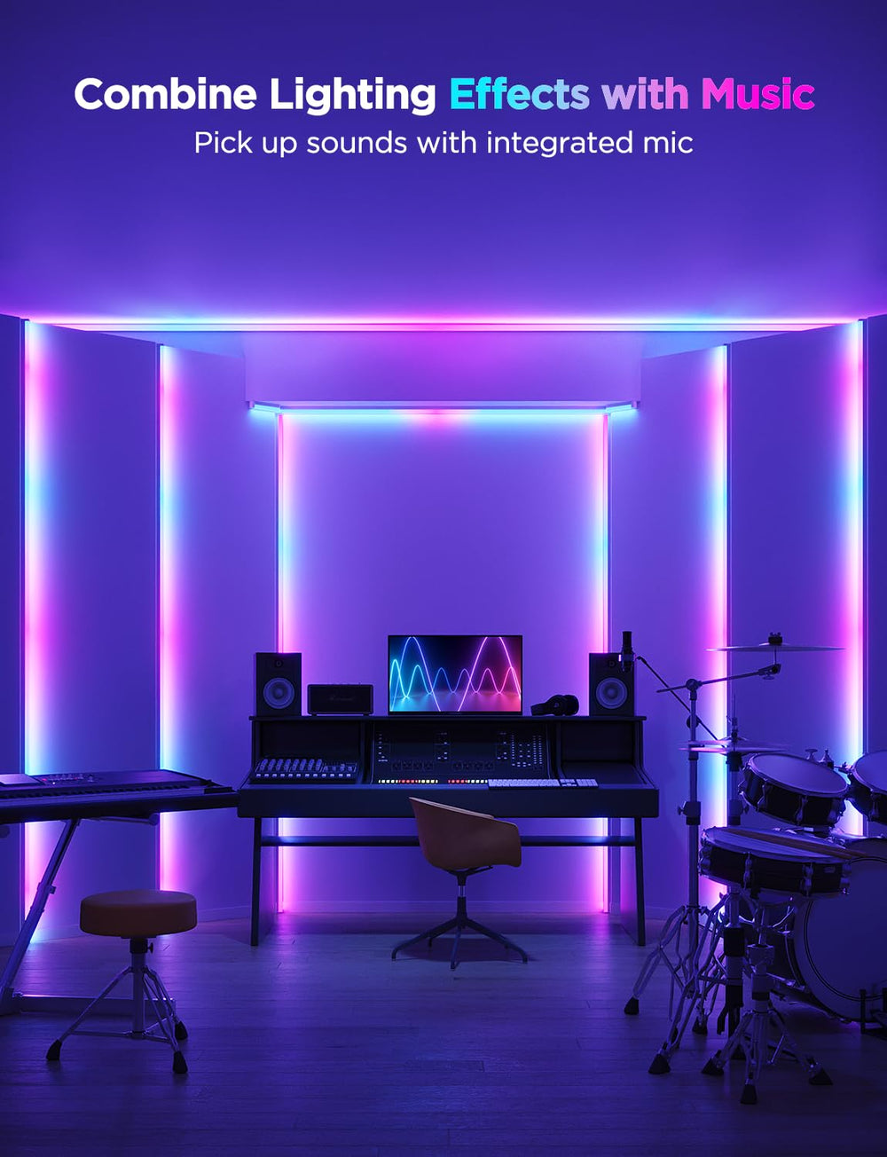 RGBIC LED Strip Lights with Diffuser Channel Cover