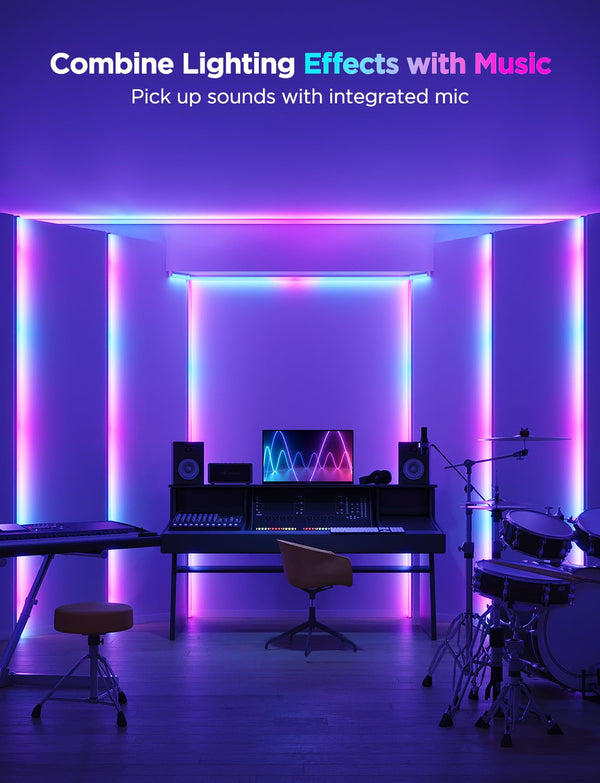 RGBIC LED Strip Lights with Diffuser Channel Cover