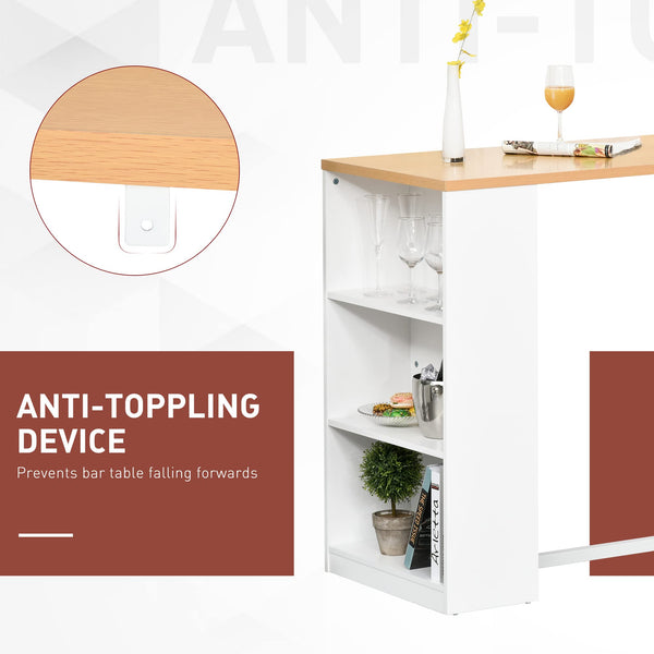 Modern Counter Height Bar Table with 3-Tier Storage Shelves